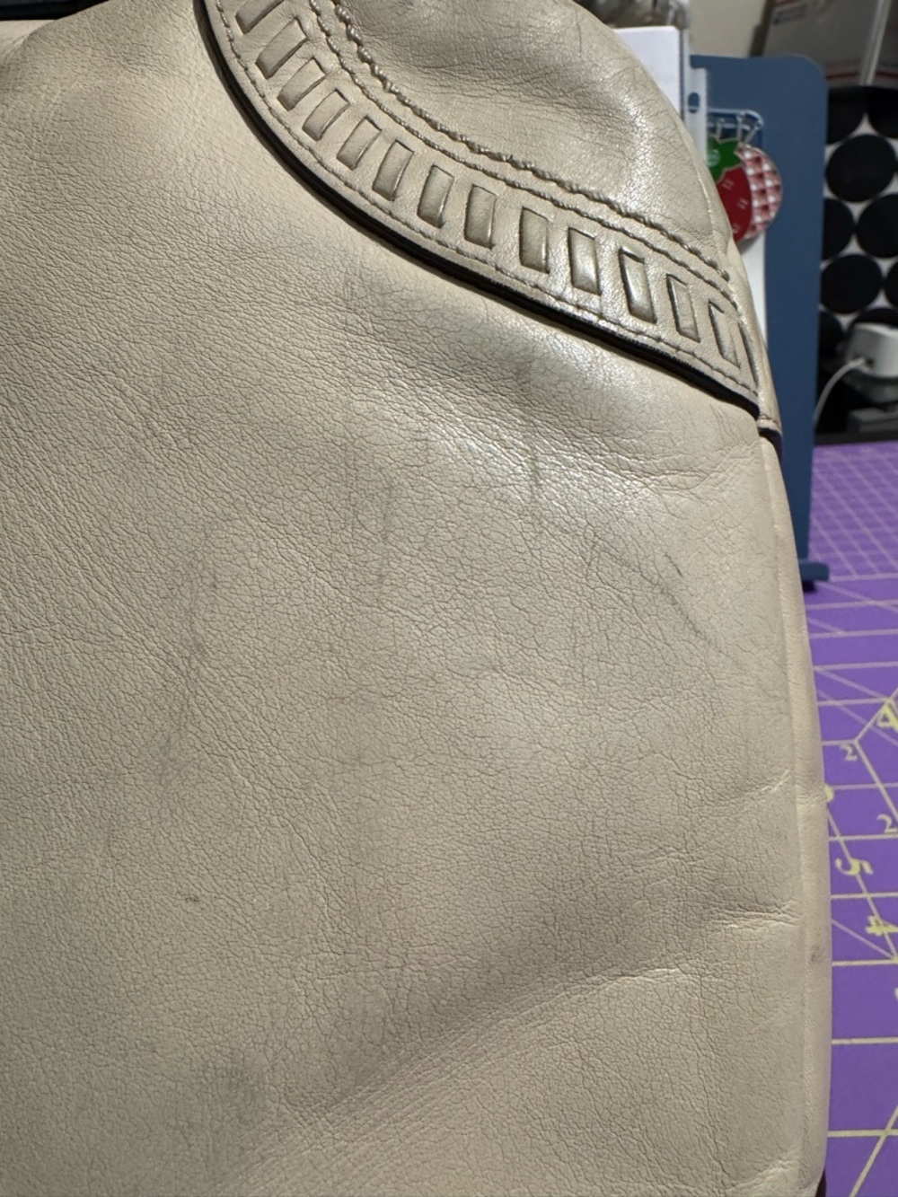 Coach Poppy Cream Leather Whipstitch Braided-Handle Flap Hobo Shoulder Bag - Picture 6 of 10